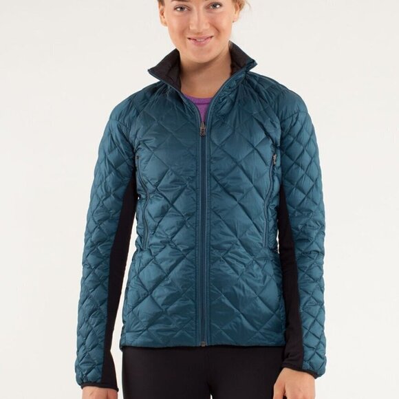 Lululemon Run: Turn Around Jacket- Alberta Lake Size 6- Down Filled Running Coat - Picture 2 of 16